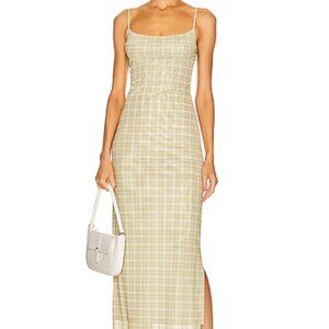Miaou Thais Maxi Dress in Baby Plaid Limon